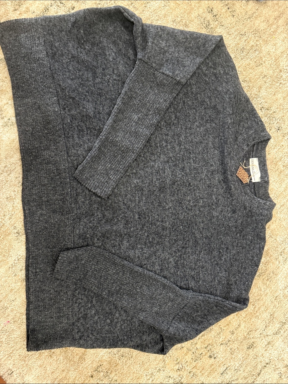 Zenana Outfitters Dark Gray Crewneck Sweater